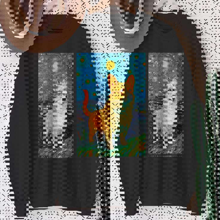 ゴッホ動物アート 動物愛好家のためのかわいいコーギー犬 スウェットシャツ 年配の女性への贈り物