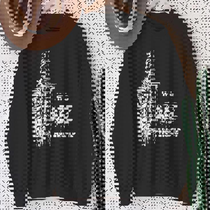 ジャズ・サックス レッツ・ジャズ・シング・アップlet's Jazz Thing Up 長袖tシャツ スウェットシャツ 年配の女性への贈り物