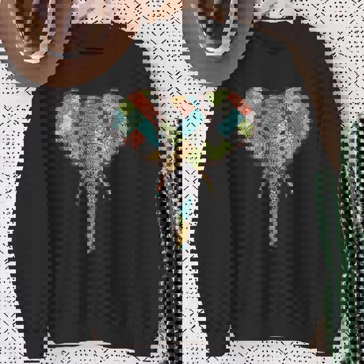 ゾウ I ワイルドライフ I カラフルなゾウ スウェットシャツ 年配の女性への贈り物