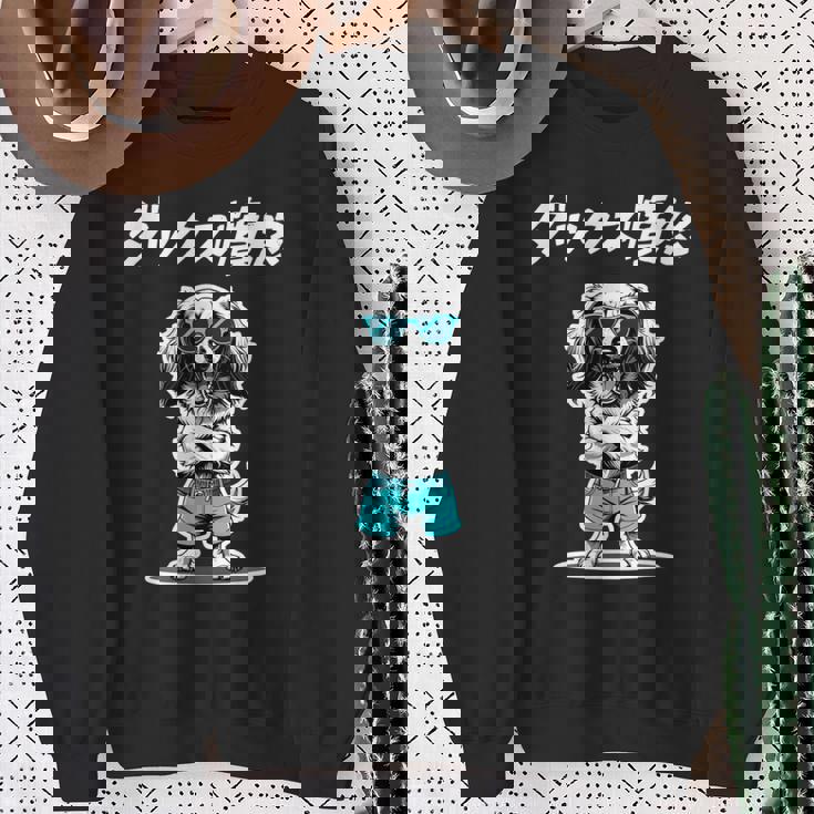 ダックス憤怒 ダックスフンド グッズ 犬 おもしろ 面白い ダジャレ 親父ギャグ 長袖tシャツ スウェットシャツ 年配の女性への贈り物