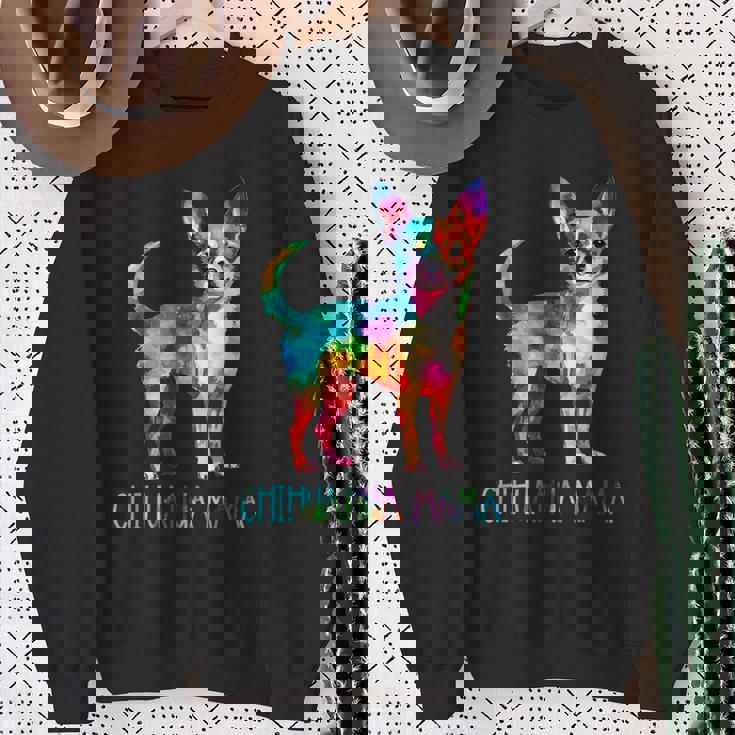 チワワ ママ 水彩画 芸術的 犬 恋人 ティーカップ スウェットシャツ 年配の女性への贈り物