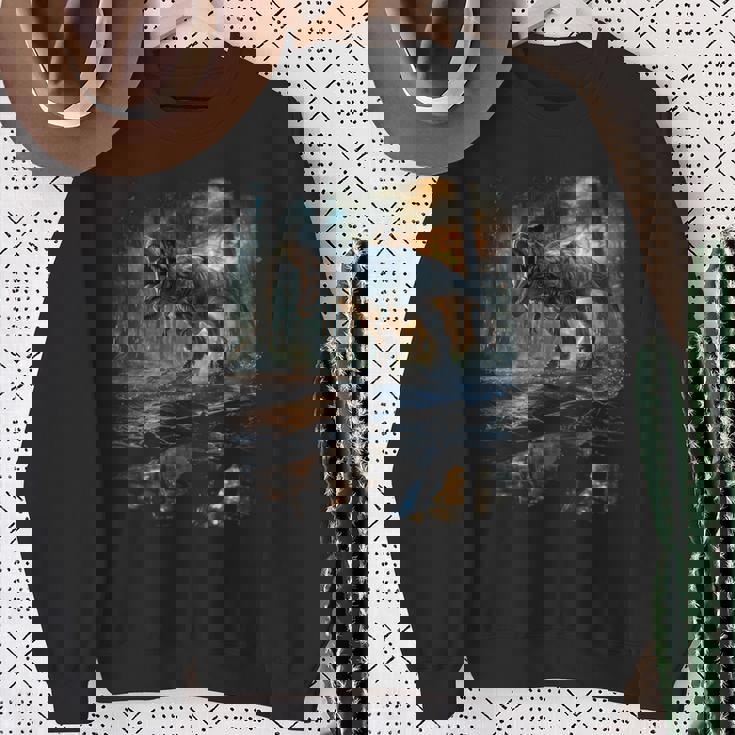 ティレックス 夜に吠える恐竜 リアルなグラフィックデザイン 長袖tシャツ スウェットシャツ 年配の女性への贈り物