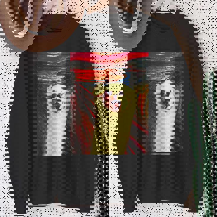 トイプードル 面白いtシャツ 犬 ムンクの叫び かわいい メンズ 子供 おもしろ 服 グッズ ネタ わんこ スウェットシャツ 年配の女性への贈り物