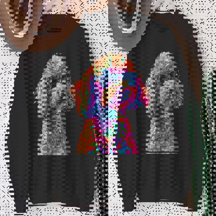 トイプードル愛好家デザイン ポップアート 面白いトイプードル 犬 長袖tシャツ スウェットシャツ 年配の女性への贈り物