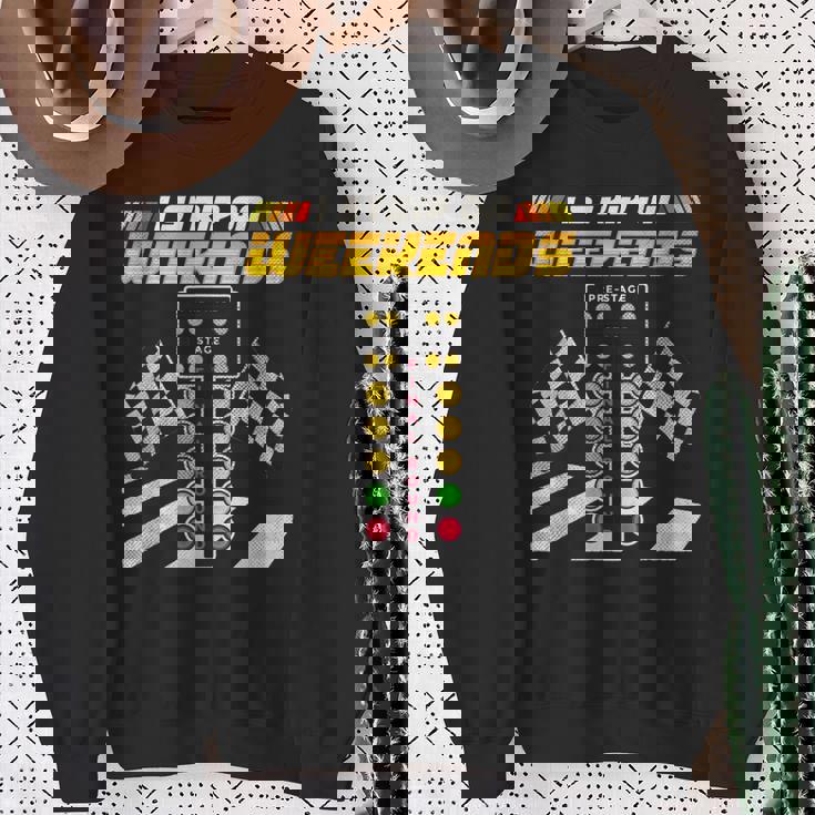 ドラッグレースレーサー 週末はストリップ三昧 スウェットシャツ 年配の女性への贈り物