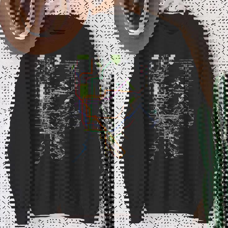 ニューヨーク市メトロマップアート I Heart Ny お土産ギフト 長袖tシャツ スウェットシャツ 年配の女性への贈り物