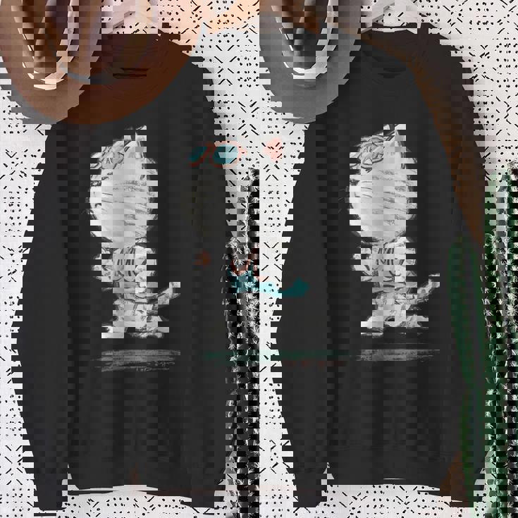 ネコ ねこ ランニング 子猫 ペット おもしろ 動物 ランナー イラスト スウェットシャツ 年配の女性への贈り物