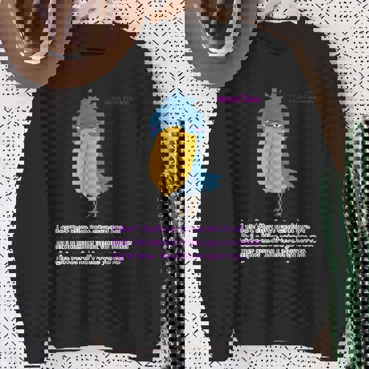 ハシビロコウlove スウェットシャツ 年配の女性への贈り物