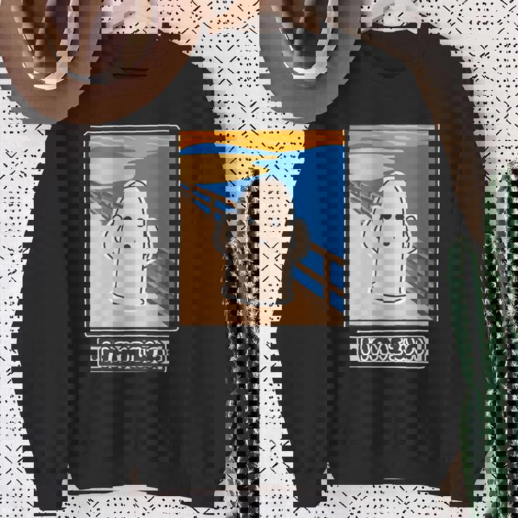 ハニワくん の ムンクの叫び 埴輪【ゆるフレンズ】名画 パロディ 歴史土器 キャラクター かわいい イラスト 面白い 長袖tシャツ スウェットシャツ 年配の女性への贈り物