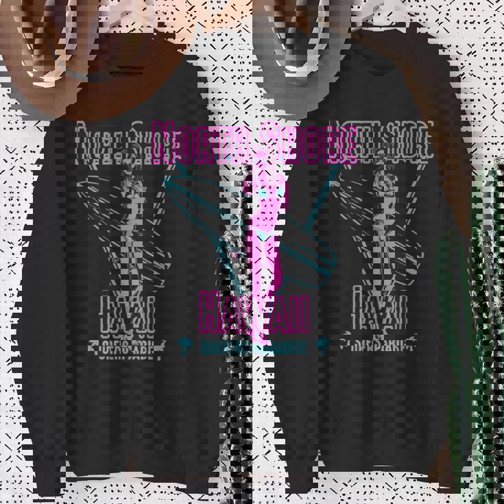 ハワイ サーファー ガール ノースショア 長袖tシャツ スウェットシャツ 年配の女性への贈り物