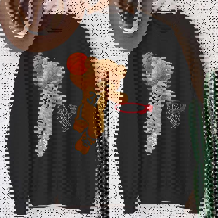 バスケットボール かわいい テディベア スウェットシャツ 年配の女性への贈り物