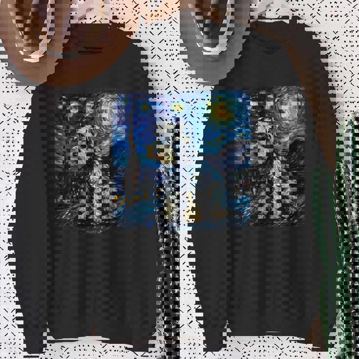 バン・ゴッホ 星月夜ミニチュア・シュナウザー 長袖tシャツ スウェットシャツ 年配の女性への贈り物