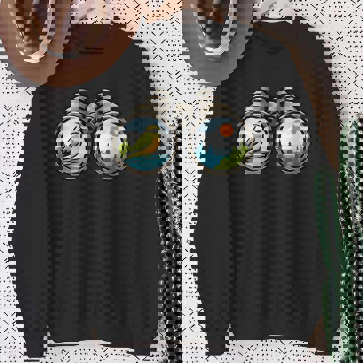 バードウォッチング双眼鏡デザイン スウェットシャツ 年配の女性への贈り物