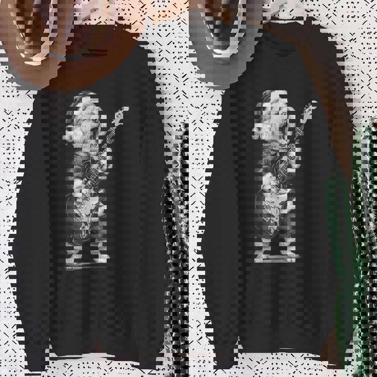 ビション・フリーゼ ギターを弾く クリスマス 犬好き スウェットシャツ 年配の女性への贈り物