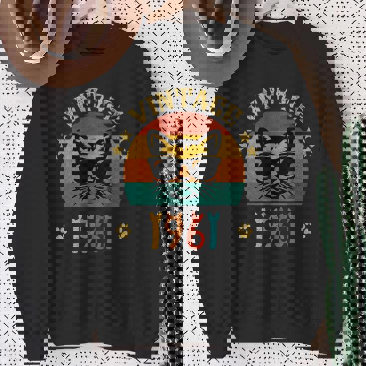 ビンテージファニーキャットシャツ 誕生日プレゼント 1961 メンズ レディース 65歳 スウェットシャツ 年配の女性への贈り物