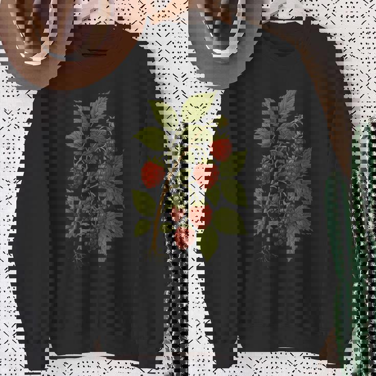 ビンテージボタニカルラズベリー自然アートプリント。 スウェットシャツ 年配の女性への贈り物