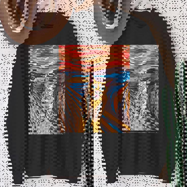 ファニー タビーキャット 絵画 ムンクの叫び パロディ スウェットシャツ 年配の女性への贈り物