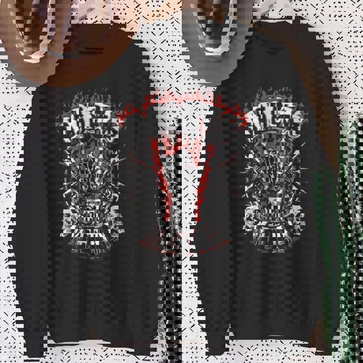 メタルフィンガーギフト ヘビーウルトラハードロック 嘔吐 ユーモア スウェットシャツ 年配の女性への贈り物