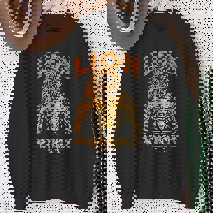 ライオン ワークアウト ゴールド トレーニング ビースト ジム フィットネス パワーマッスル スウェットシャツ 年配の女性への贈り物