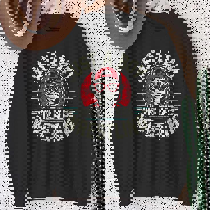 レスリングが大好きな少年 少年&キッズ レスラー スウェットシャツ 年配の女性への贈り物