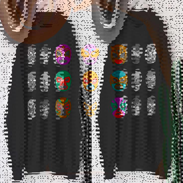 レトロ ルチャリブレ マスク オブ レジェンド レスリング 長袖tシャツ スウェットシャツ 年配の女性への贈り物