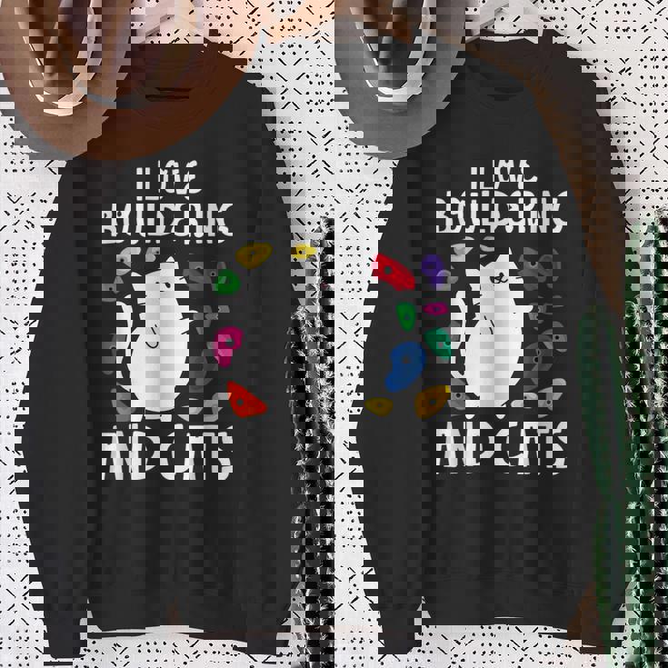 ロッククライミングホールズ クライマー キュート I Love ボルダリングと猫 スウェットシャツ 年配の女性への贈り物