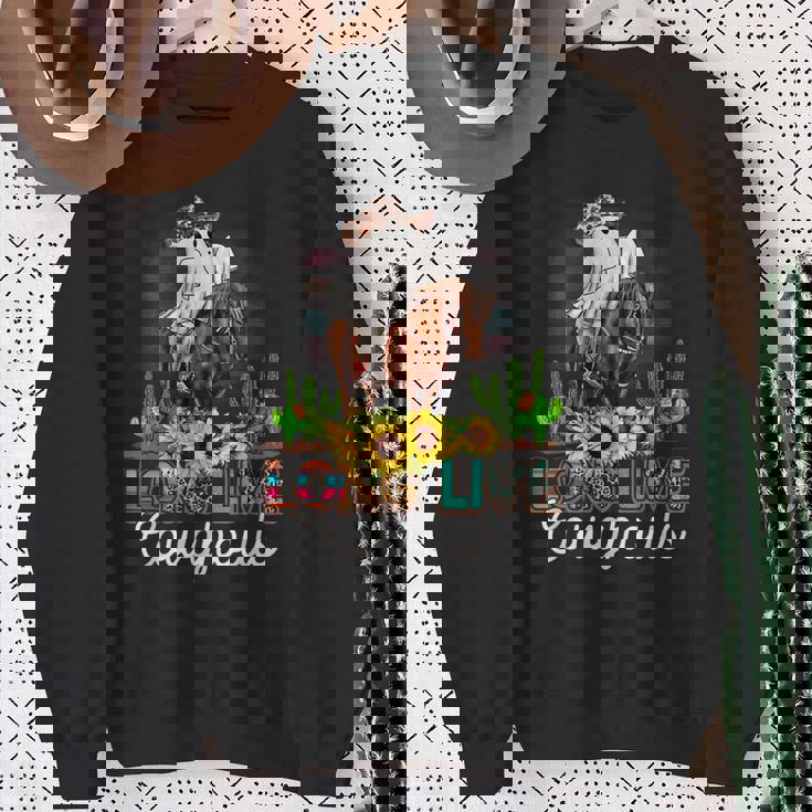 ロングライブ カウグール ウエスタンゴースト 乗馬馬 ハロウィン スウェットシャツ 年配の女性への贈り物