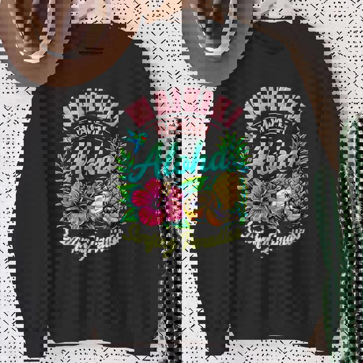 ワイキキ ハワイ アロハ サーフィン パラダイス ハイビスカス パイナップル スウェットシャツ 年配の女性への贈り物