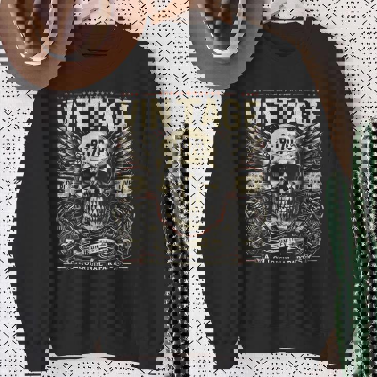 ヴィンテージ 1970 1970年誕生 誕生日 スカル バイカー バイク スウェットシャツ 年配の女性への贈り物