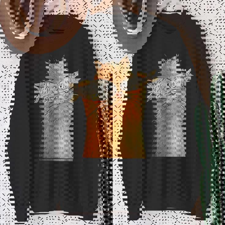 ヴィンテージ かわいい 面白い 猫 2匹の魚が目についた 恋人 気まぐれな スウェットシャツ 年配の女性への贈り物