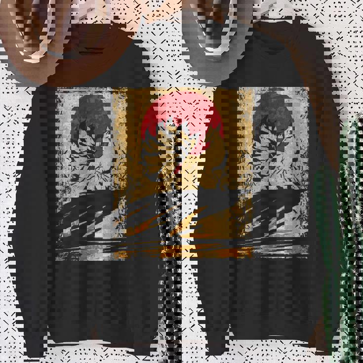 九尾の狐 日本のレトロアート 長袖tシャツ スウェットシャツ 年配の女性への贈り物