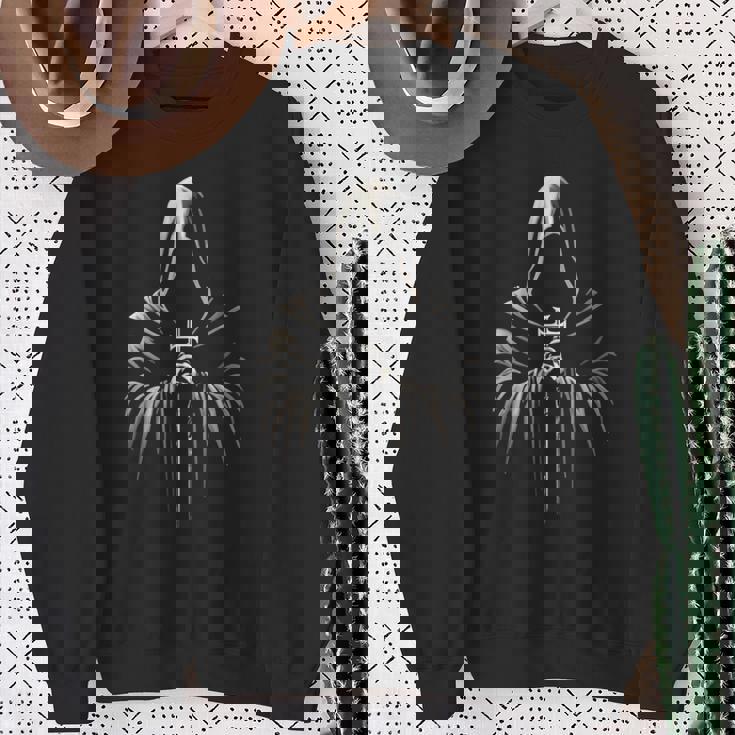 僧侶ゴシック 僧侶のカウル 十字架付き 中世 長袖tシャツ スウェットシャツ 年配の女性への贈り物