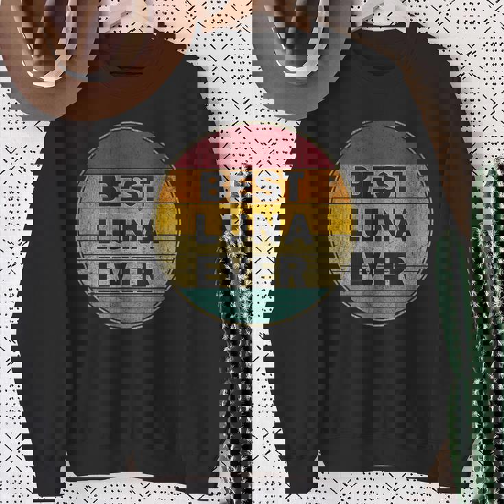 名前入り Luna I Love Luna レトロ ビンテージスタイル スウェットシャツ 年配の女性への贈り物