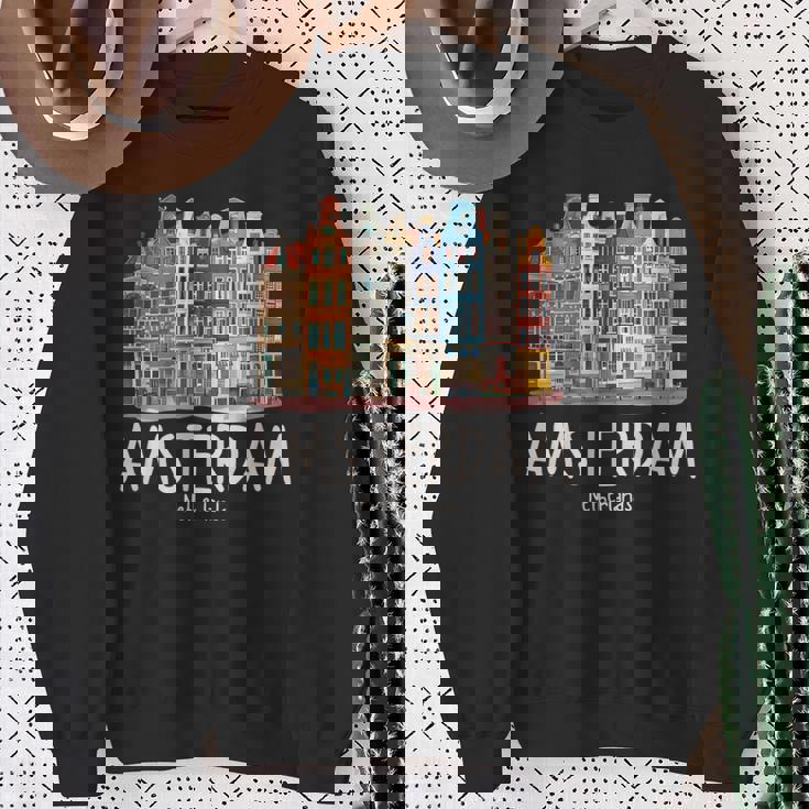 夜のアムステルダム-オランダオランダ-アムステルダム スウェットシャツ 年配の女性への贈り物