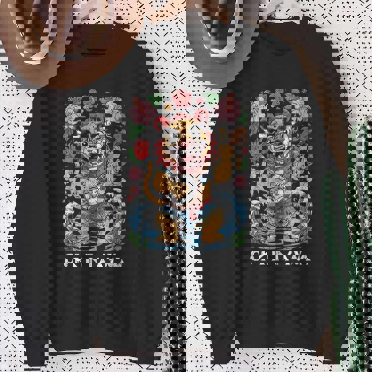 沖縄シーサーガーディアンライオン日本民俗土産デザイン スウェットシャツ 年配の女性への贈り物