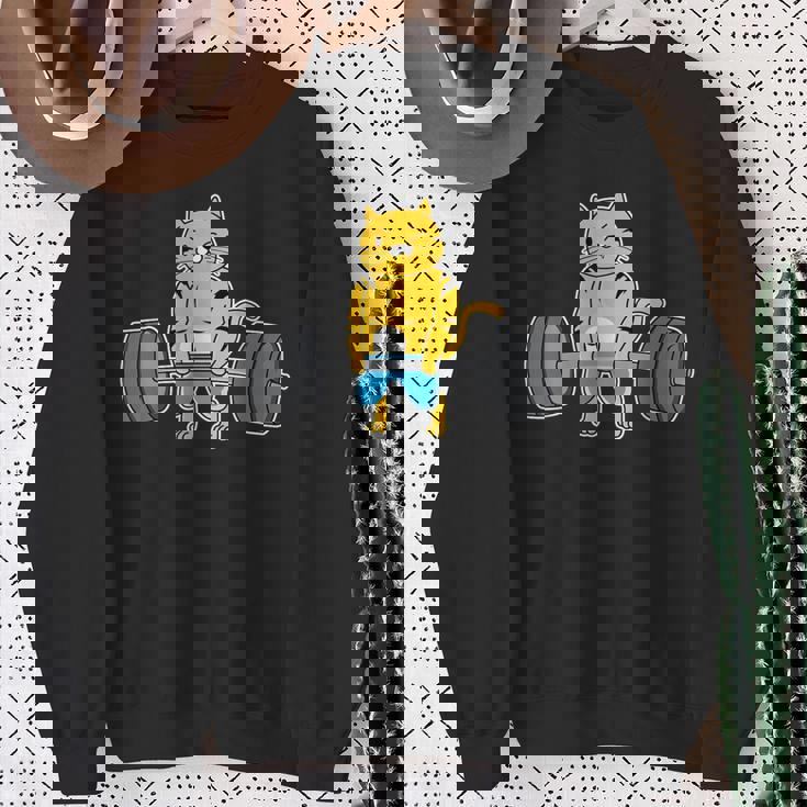 猫 デッドリフト パワーリフティング ウェイトリフティング 猫好き スウェットシャツ 年配の女性への贈り物