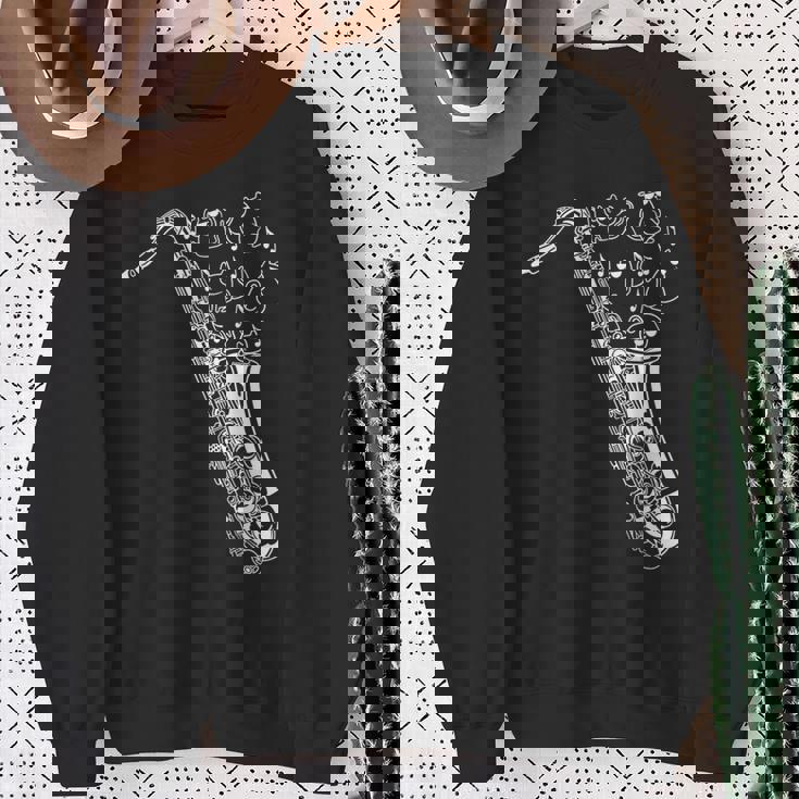 猫とサックス サクソフォン奏者 猫の飼い主 サックス スウェットシャツ 年配の女性への贈り物