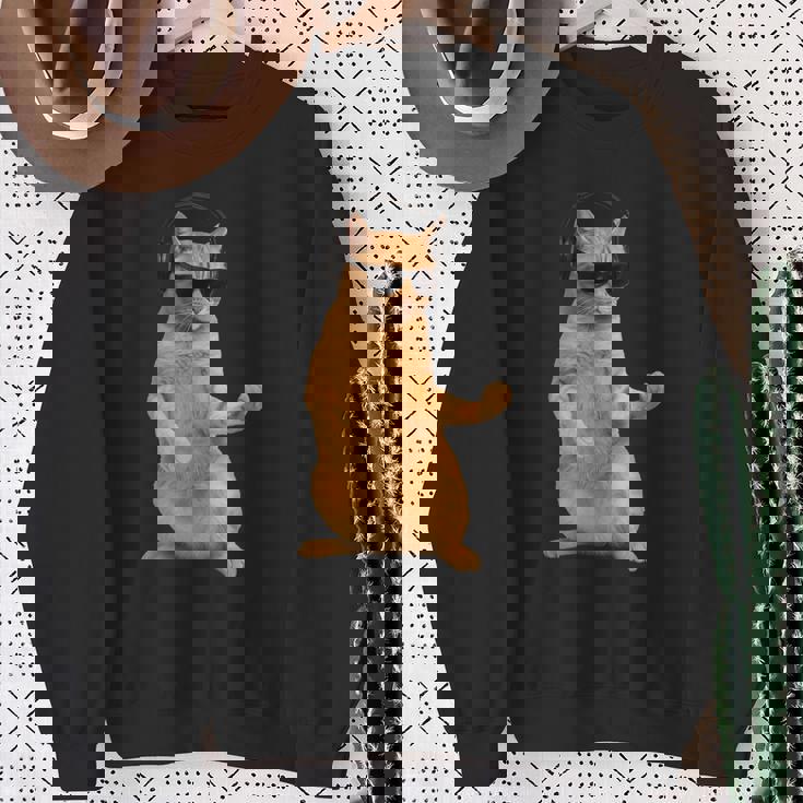 猫エアギター スウェットシャツ 年配の女性への贈り物