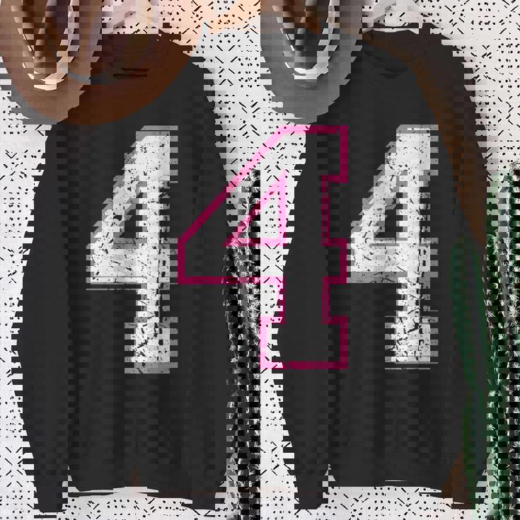 番号 4 ピンクのお気に入りの番号 スウェットシャツ 年配の女性への贈り物