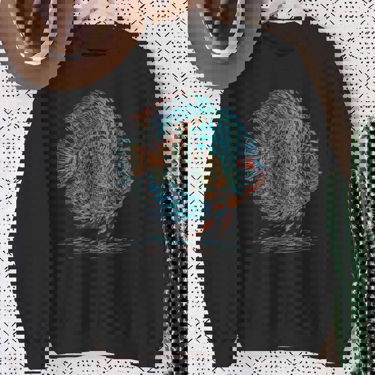 青 円盤魚 アクアリウム フィッシュキーパー スウェットシャツ 年配の女性への贈り物