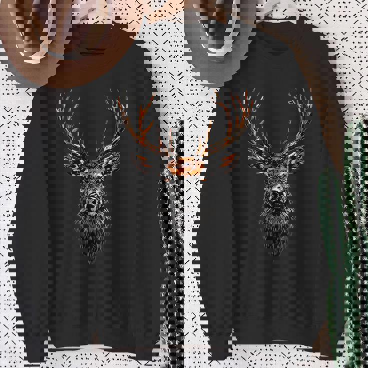 鹿角狩猟鹿トナカイ赤鹿角ハンター スウェットシャツ 年配の女性への贈り物