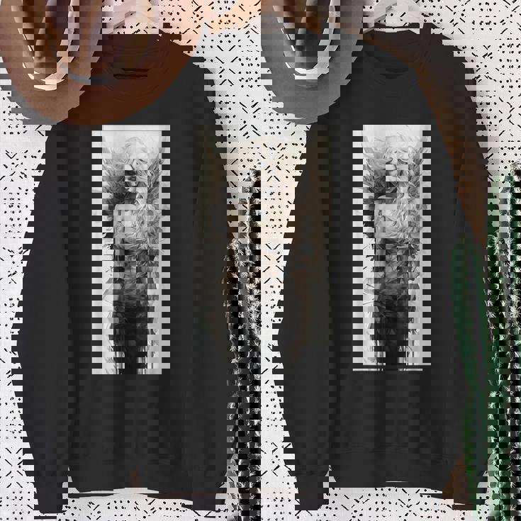 黒と白の天使 クラシックヴィンテージアート スウェットシャツ 年配の女性への贈り物