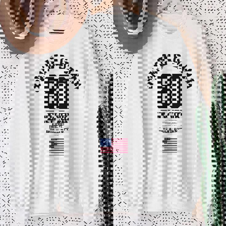 Cooltaten Island New York City Illustration Fashiontyle 長袖tシャツ スウェットシャツ 年配の女性への贈り物