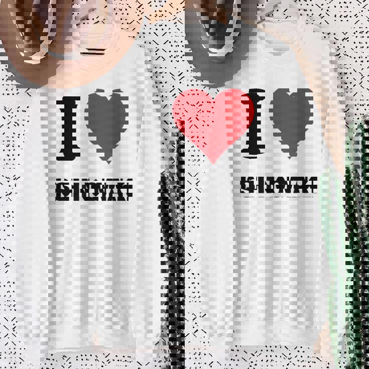 I Heart 石巻ジャパンラブ 日本のお土産品 スウェットシャツ 年配の女性への贈り物