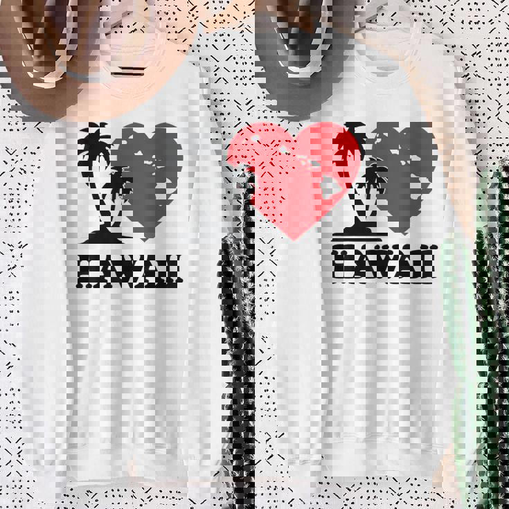 I Love Hawaii ハワイアンハートパーム レディース メンズ ボーイズ ガールズ スウェットシャツ 年配の女性への贈り物