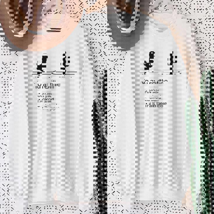 You Are Offline Low Resolution Pixel Dinosaurcreen スウェットシャツ 年配の女性への贈り物