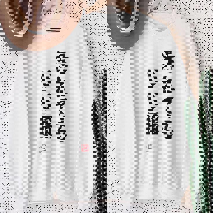 「汚れてもいい服」面白い 筆文字 ユーモア満点 背面に文字入りデザイン おもしろ プリント スウェットシャツ 年配の女性への贈り物