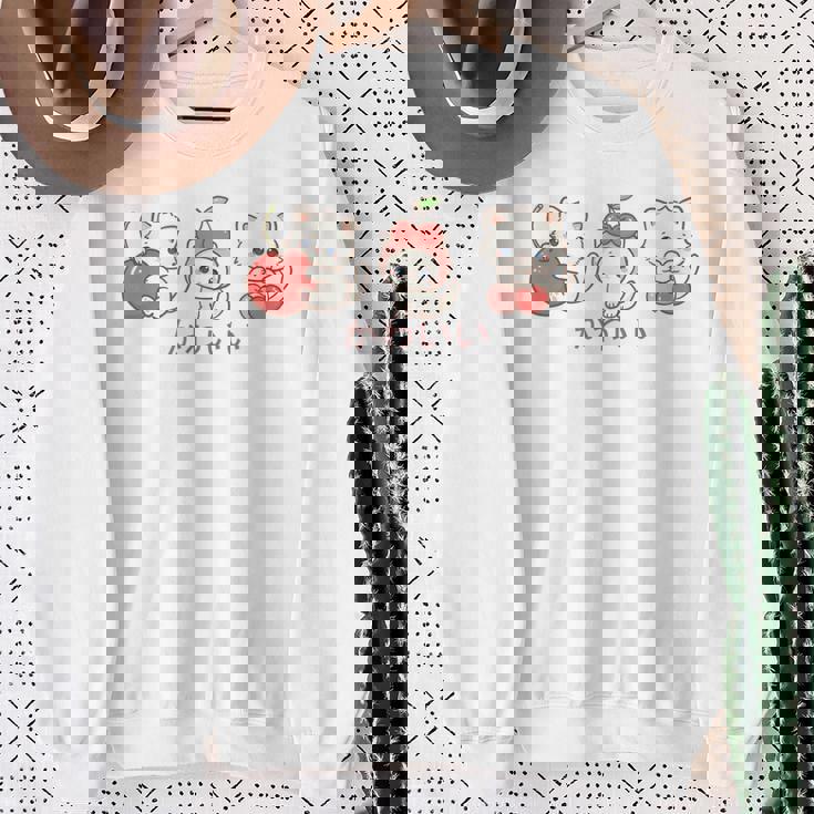 かわいい ねこ さくらんぼ カワイイ 日本風 キャット カートゥーン スウェットシャツ 年配の女性への贈り物