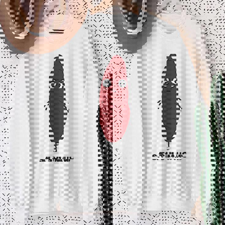 さつまいも 顔 イラスト かわいい おもしろ 簡単 シンプル ゆるい 野菜 スウェットシャツ 年配の女性への贈り物