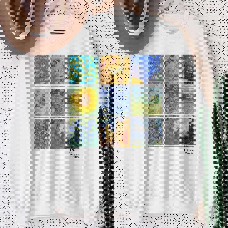 ひまわりと星月夜のゴッホ絵画コラージュ スウェットシャツ 年配の女性への贈り物